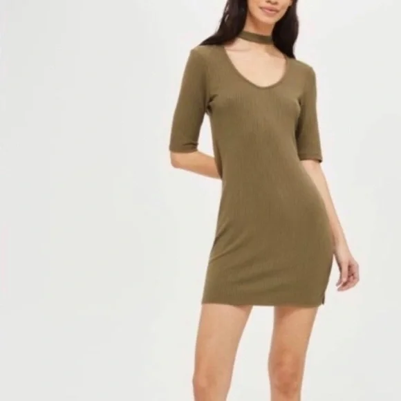 strapless open back dress Olive Green Pollenca Dress